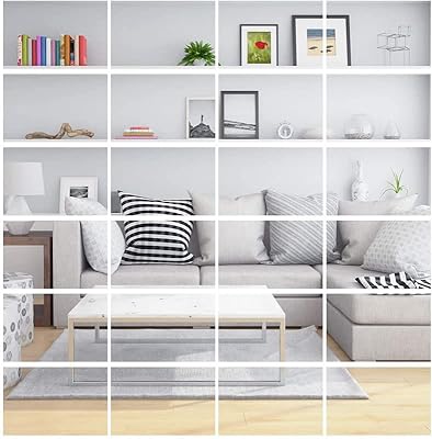 24 feuilles de miroir flexibles auto-adhésives en plastique sans verre pour la décoration