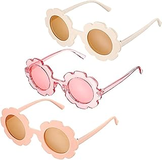 Lunettes de soleil pour enfants 3 pièces lunettes rondes à fleurs