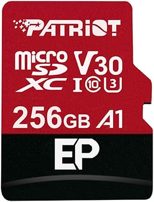 Carte micro sd patriot ep series 256 go a1/v30 pour téléphones et tablettes