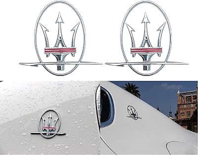 2 pièces atimax argent pour maserati emblème latéral autocollant 3d étanche fenêtre arrière