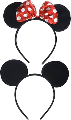 Bandeaux oreilles mkbok mickey et minnie mouse (lot de 2) noir