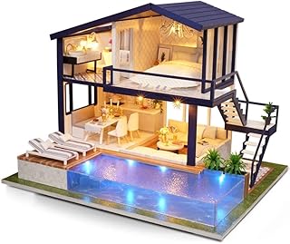 Kit de maison de poupée miniature en bois 3d réaliste avec lumières led