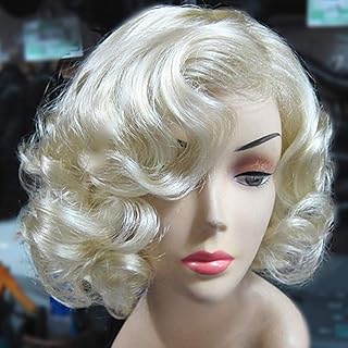 Tantako perruque blonde vintage courte cheveux synthétiques blond platine pour femme costume d'halloween