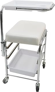 Chariot à roulettes de manucure professionnelle avec 4 plateaux et tabouret, chariot multifonctionnel pour salon de manucure et équipement de spa - blanc. Diaytar : La révolution discount est en marche