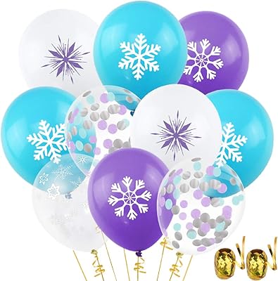 50pcs ballons flocon de neige avec des ballons en latex violet bleu blanc