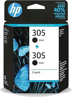 Cartouches d'encre noire originales hp 305, paquet de 2 (6zd18ae)
