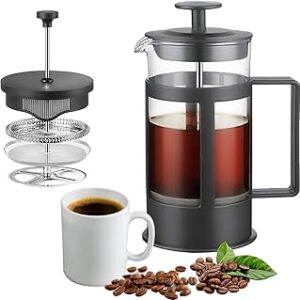 Presse à café française omira - 350 ml - machine à thé et expresso avec filtre à trois couches, presse en acier inoxydable et verre borosilicate résistant à la chaleur - noir. Votre marketplace de proximité digitale : Diaytar