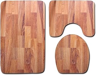 3 pièces tapis pour salle de bain bois imprimé toilettes