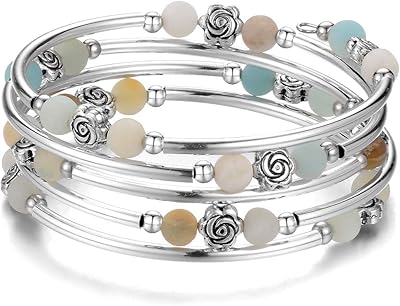 Bracelet de perles de chakra pour filles, bracelet boho en argent avec perles