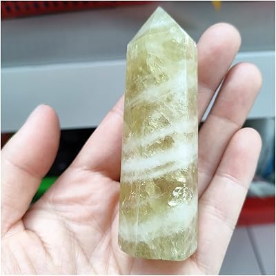 Baguette hexagonale en cristal de citrine naturelle 65-75 mm, extrémité unique en citrine