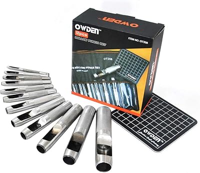Ensemble de 12 poinçons creux en cuir odin avec tapis découpe