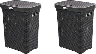 Panier à linge escape avec couvercle noir capacité 50 litres