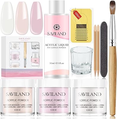 Kit d'ongles en acrylique safyland transparent rose chair liquide non