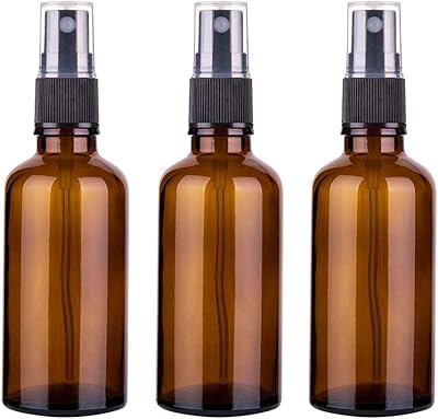 3 flacons pulvérisateurs en verre ambré, flacon pulvérisateur vide rechargeable de 50 ml