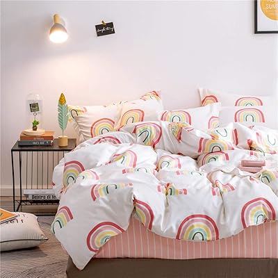 Parure de lit en coton arc-en-ciel queen size pour enfants et filles, nouvel
