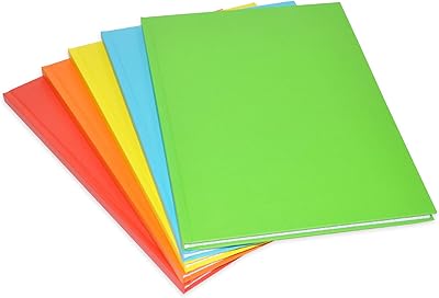 Cahier à couverture rigide fis, format a4, 5 pièces, couleurs fluo assorties, carré