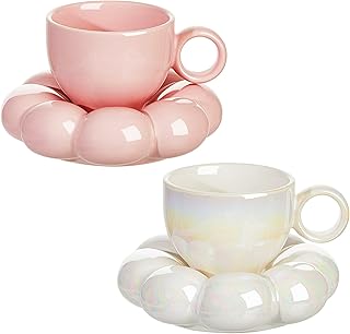 Ensemble de tasses en céramique au design nuage mignon avec dessous de verre