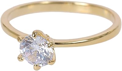 Bague de fiançailles en zirconium élégante au design rond classique moonstone pour femme