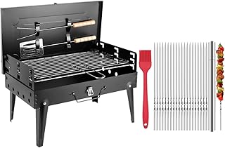 Gril à charbon de bois pliable d'extérieur, petit gril de type industriel portable