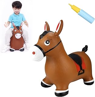 Cheval videur enbani - cheval sauteur gonflable marron, jouets animaux videurs en caoutchouc
