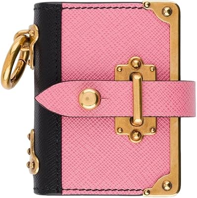 Porte-clés prada trick en cuir saffiano rose, noir et doré 1tl058, rose, s