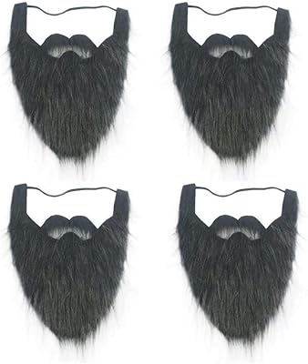 Barbe et moustache noires pour enfants, barbe élastique pour le visage, barbe viking, costume d'halloween 4 pièces. Électroménager, mode, beauté... Diaytar a tout en stock