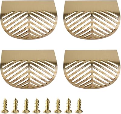 Poignées d'armoire en laiton massif rzdeal, boutons de traction en forme de feuille