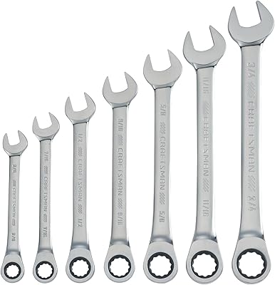 Craftsman cmmt87020 (sae) jeu de 7 clés à cliquet standard à 12 pans