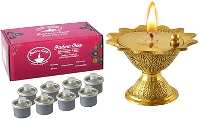 Lampe lakshmi deep badma - finition dorée, 6 x 8,5 x 8,5 cm