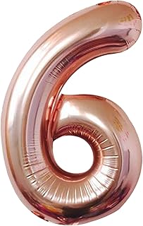 Ballon numéro 6 en or rose pour 6e anniversaire grand