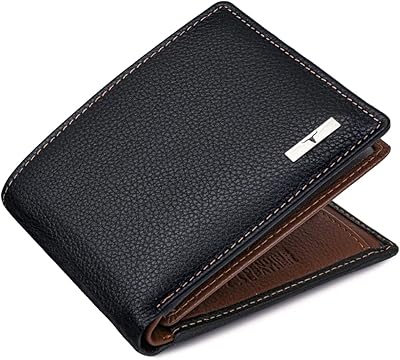 Portefeuille en cuir avec blocage rfid kyle pour hommes, noir/rouge, contemporain