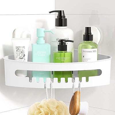 Support d'angle de douche mural luxer avec support à ventouse, panier de rangement