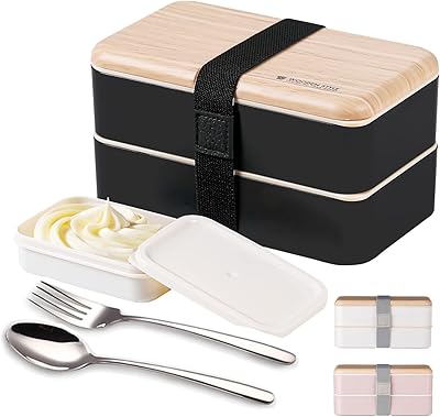 La boîte à lunch bento divisée de style japonais original avec cuillère et fourchette en acier inoxydable (noir). Diaytar Sénégal : Des milliers de produits à portée de clic, livrés chez vous