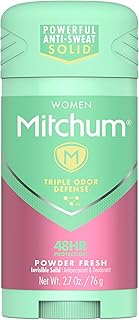 Déodorant solide anti-transpirant mitchem pour femmes, poudre fraîche, 79 ml (paquet de 1)