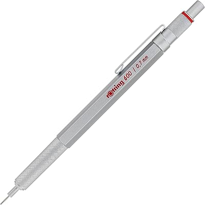 Porte-mine rotring 1904444 600, 0,7 mm, cylindrique argent