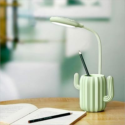 Julitong lampe de table led cactus porte-stylo lampe multifonctionnelle rechargeable par usb