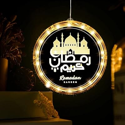 Goodrun ramadan eid lumières décoratives de fenêtre veilleuses lune et étoiles