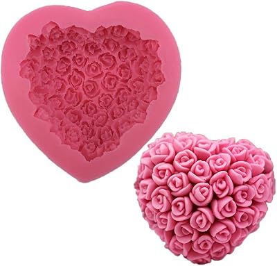 Moule en silicone 3d en forme de cœur de rose moule à savon