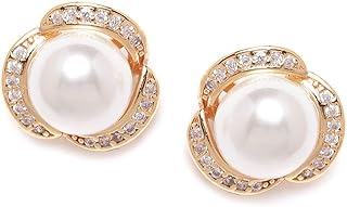 Boucles d'oreilles zafiri pearls parsemées de zircons et de perles avec une base