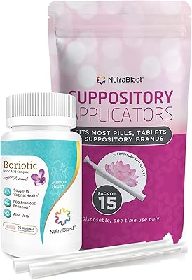 Suppositoires nutraplast 800 mg d'acide borique avec booster de probiotiques fos et aloe