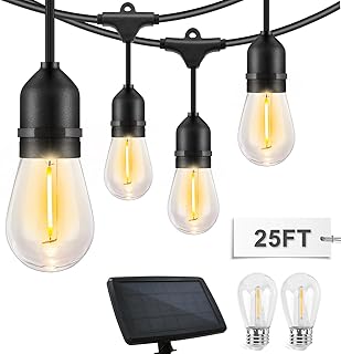 Eagle peak guirlande lumineuse à énergie solaire s14 de 25 pieds, ip65, 10