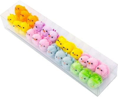 Décoration de fête moelleuse de poussins de pâques multicolores mignons, décoration d'œufs
