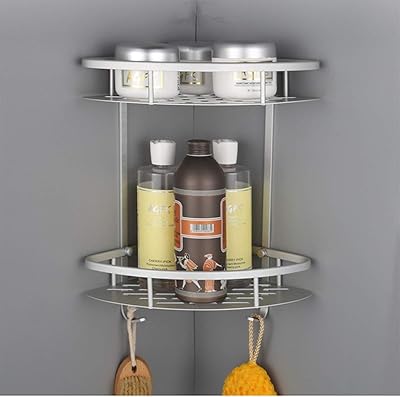 Support de douche d'angle à 2 niveaux, étagère de salle de bain adhésive