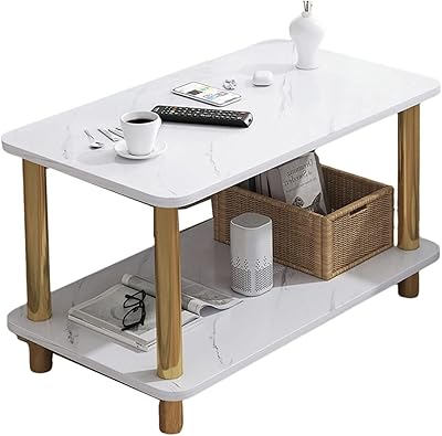Table basse d'appoint carrée en métal rétro à 2 couches, table à thé