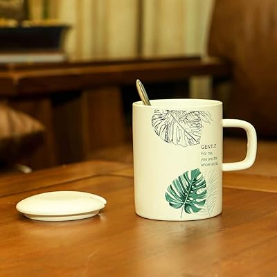 Tasse à café en céramique yatai avec couvercle et cuillère - ensemble