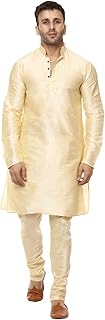 Kurta en soie à col chinois uni pour homme avec pyjama