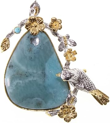 Collier pendentif en pierre de larimar cerelia en argent sterling 925, pierre précieuse