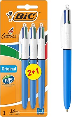 Stylos à bille rétractables bik original, 4 couleurs, pointe moyenne (1,0 mm)