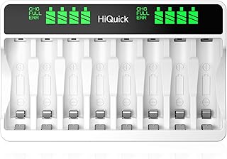 Chargeur de batterie lcd hi-quick à 8 emplacements pour piles rechargeables aa