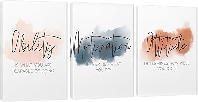 3 pièces d'art mural inspirant sur toile citations d'état d'esprit de motivation images